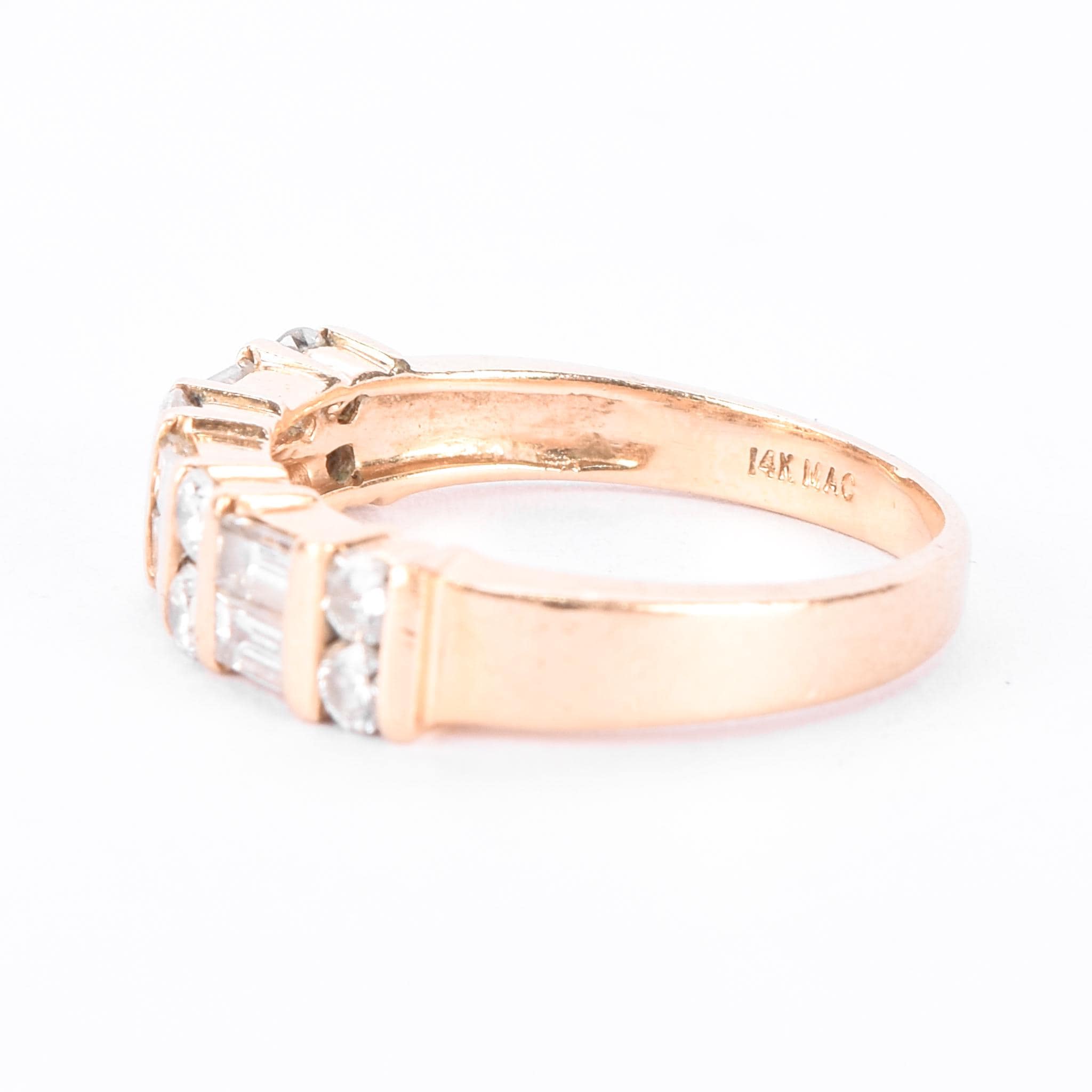 14K Gold 1.0 TCW Round & Baguette Natural Diamond Wedding Band