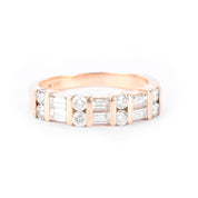 14K Gold 1.0 TCW Round & Baguette Natural Diamond Wedding Band