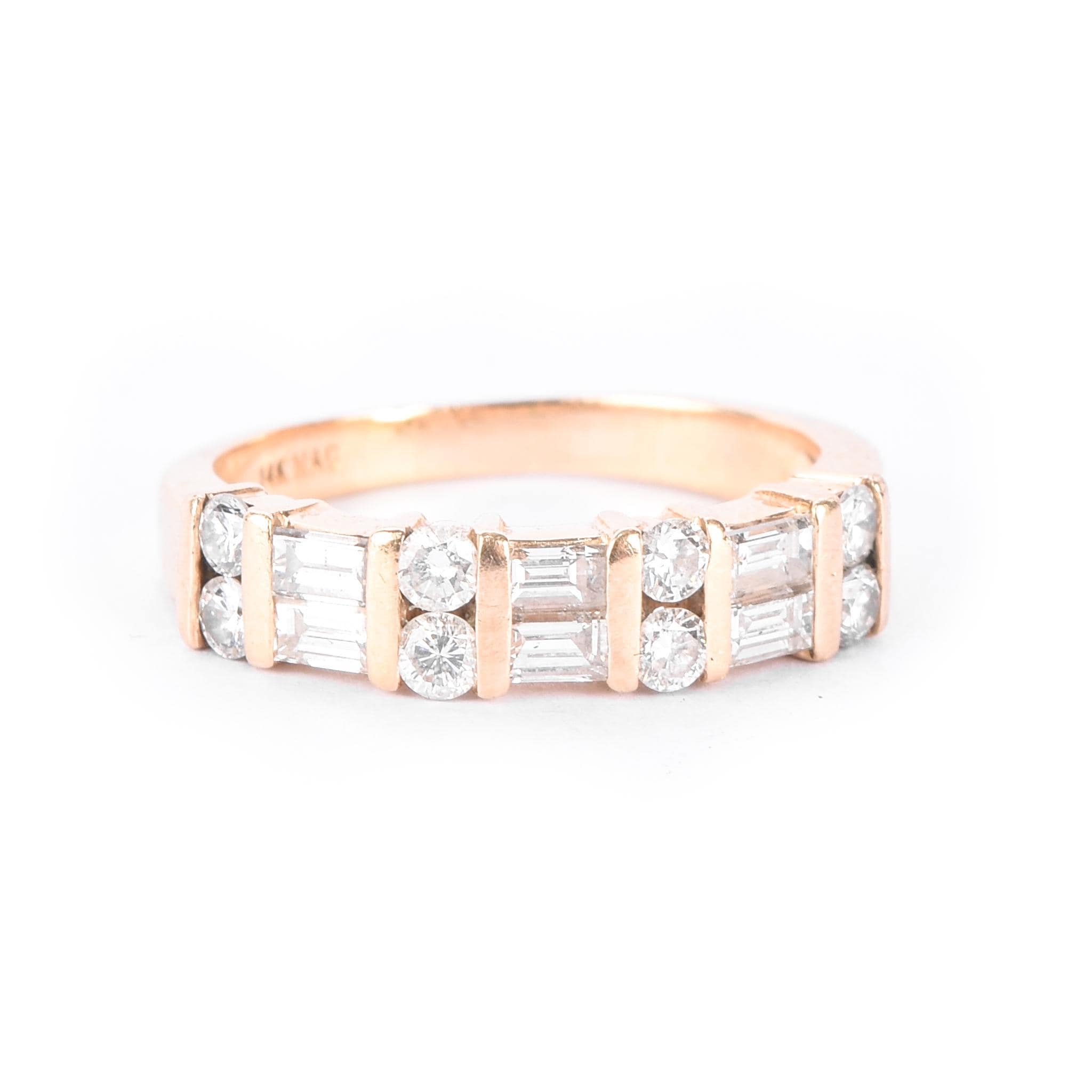 14K Gold 1.0 TCW Round & Baguette Natural Diamond Wedding Band