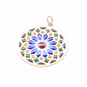 18K Gold French Art Deco Large Plique-à-Jour Pendant