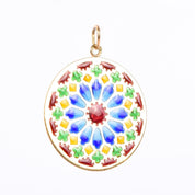 18K Gold French Art Deco Large Plique-à-Jour Pendant
