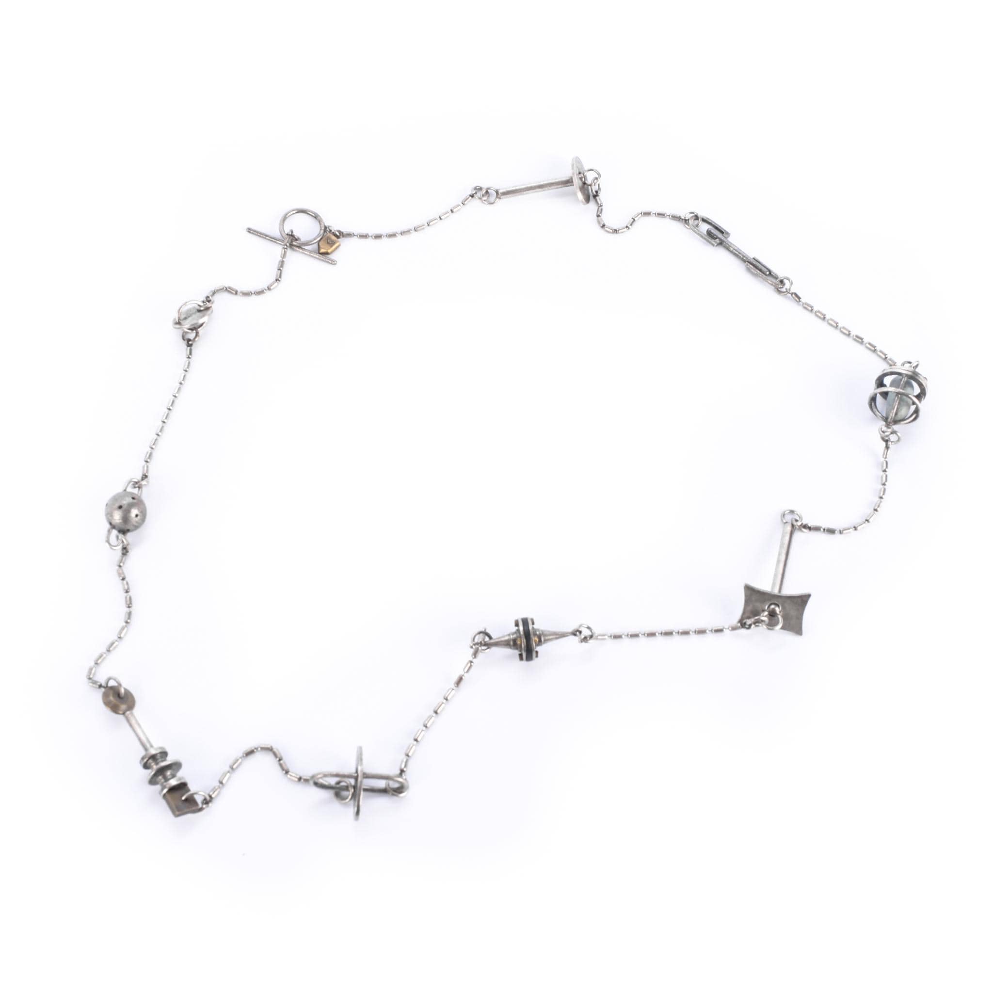 Thomas Mann Sterling Silver & Bronze Techno Romantic Charm Necklace