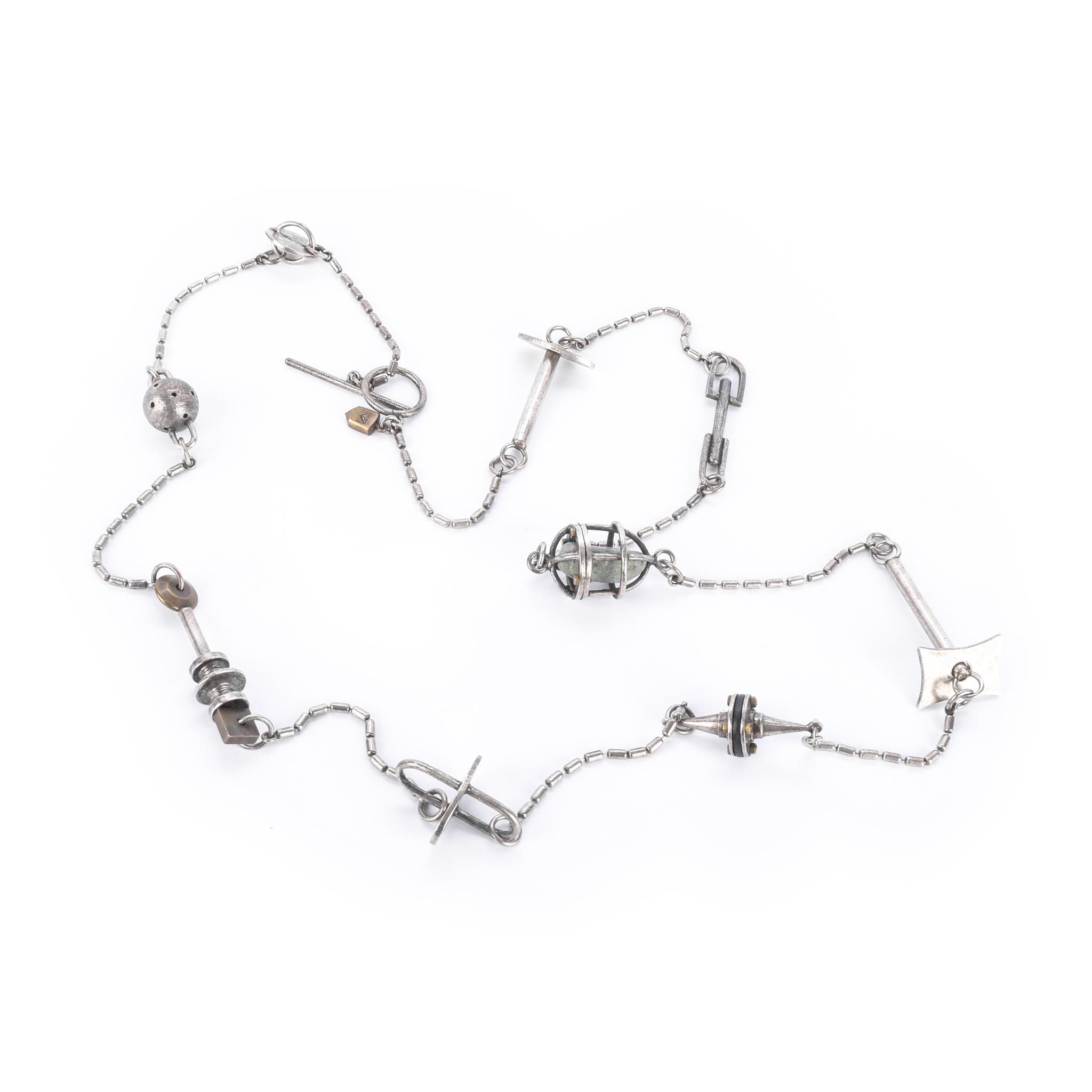 Thomas Mann Sterling Silver & Bronze Techno Romantic Charm Necklace