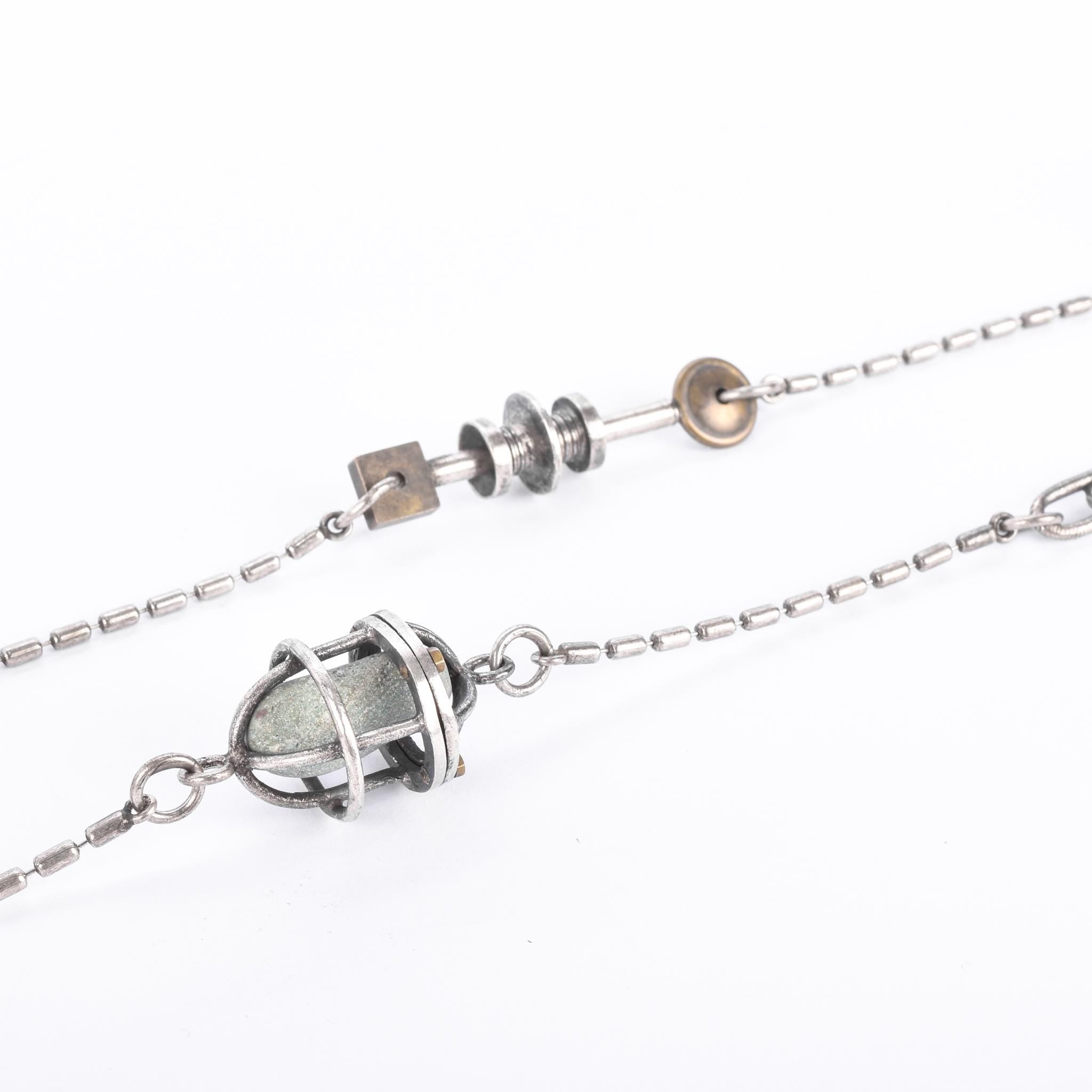 Thomas Mann Sterling Silver & Bronze Techno Romantic Charm Necklace