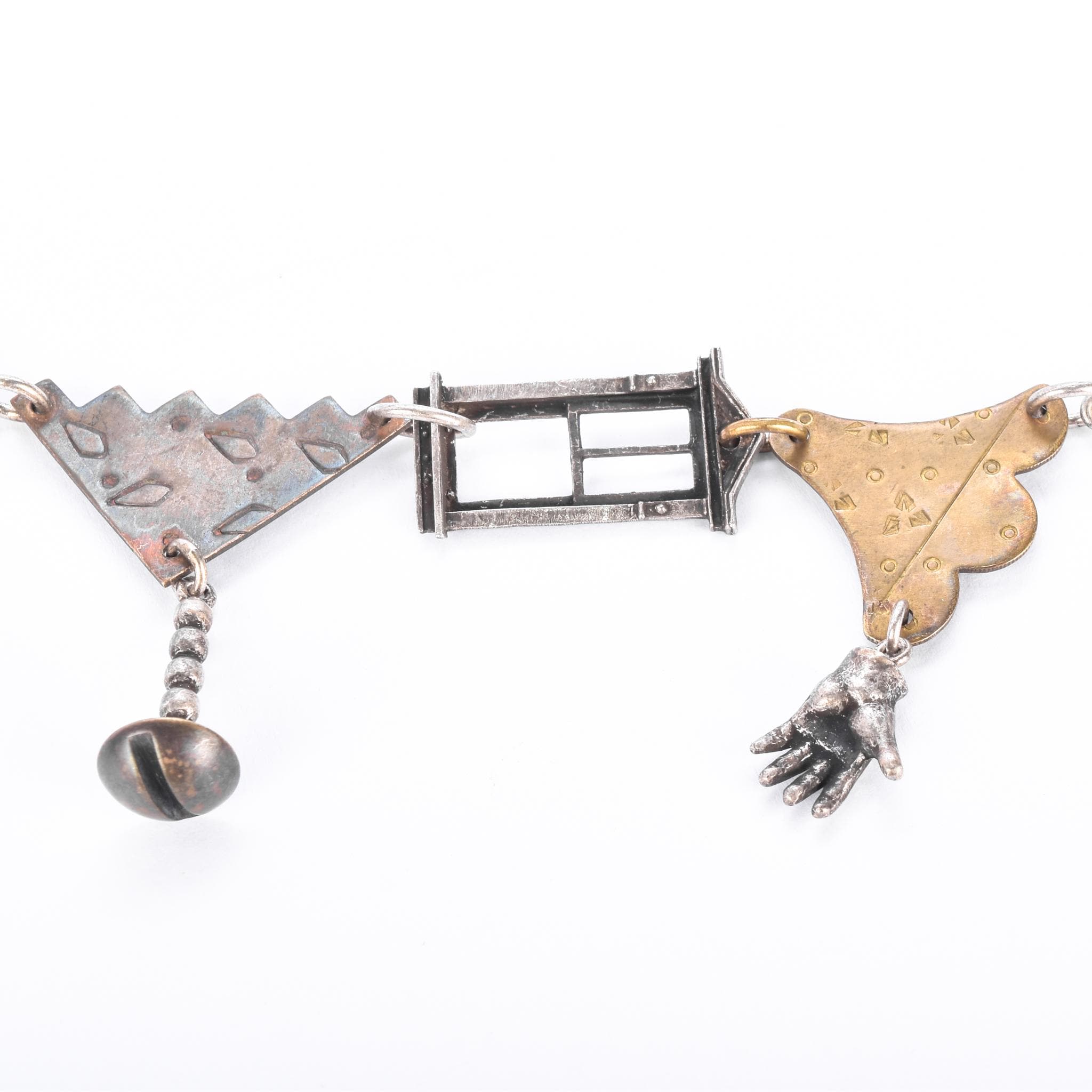 Thomas Mann Sterling Silver & Bronze Mixed Metal Techno Romantic Fish Charm Necklace