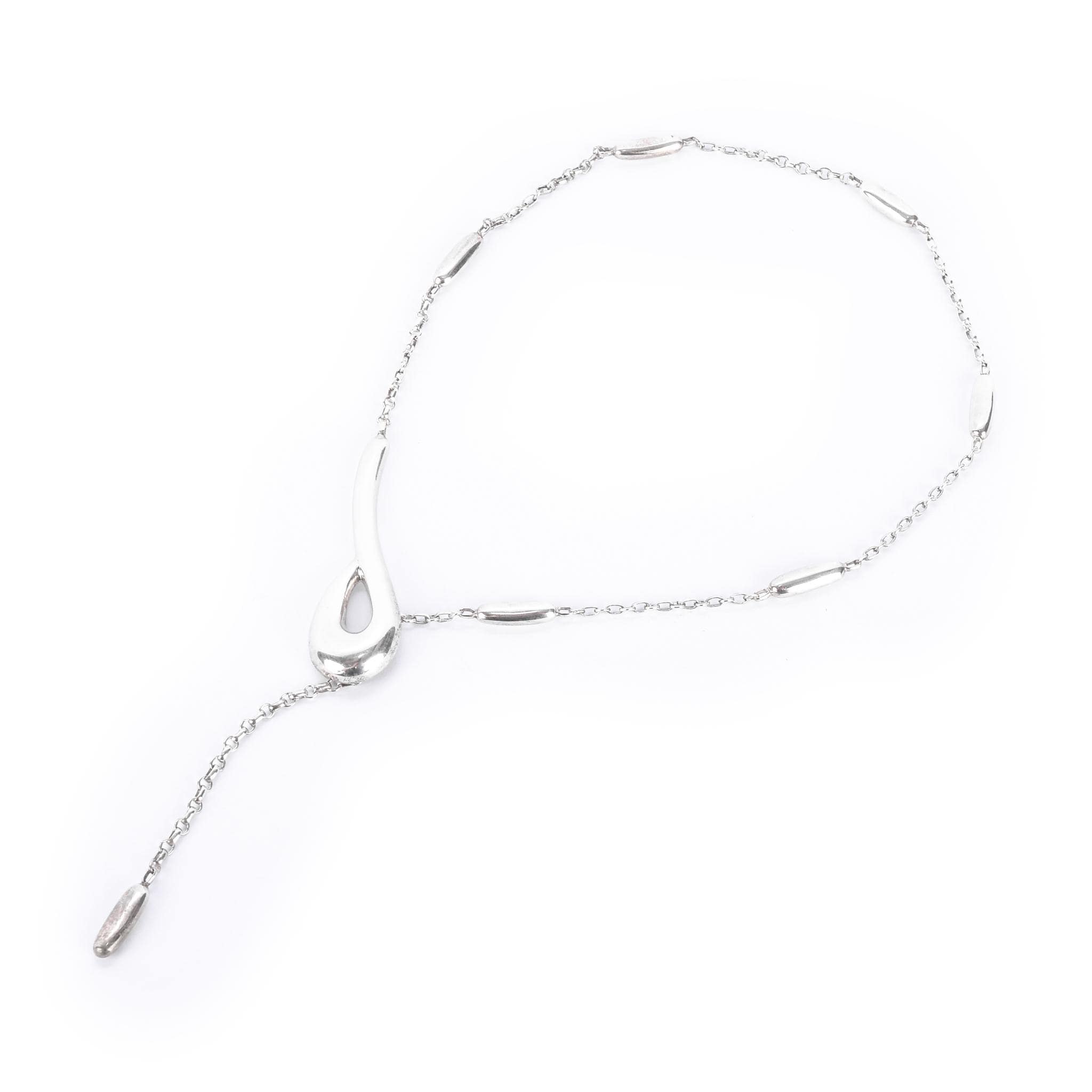 Sterling Silver Hand-Signed Modernist Lariat Necklace