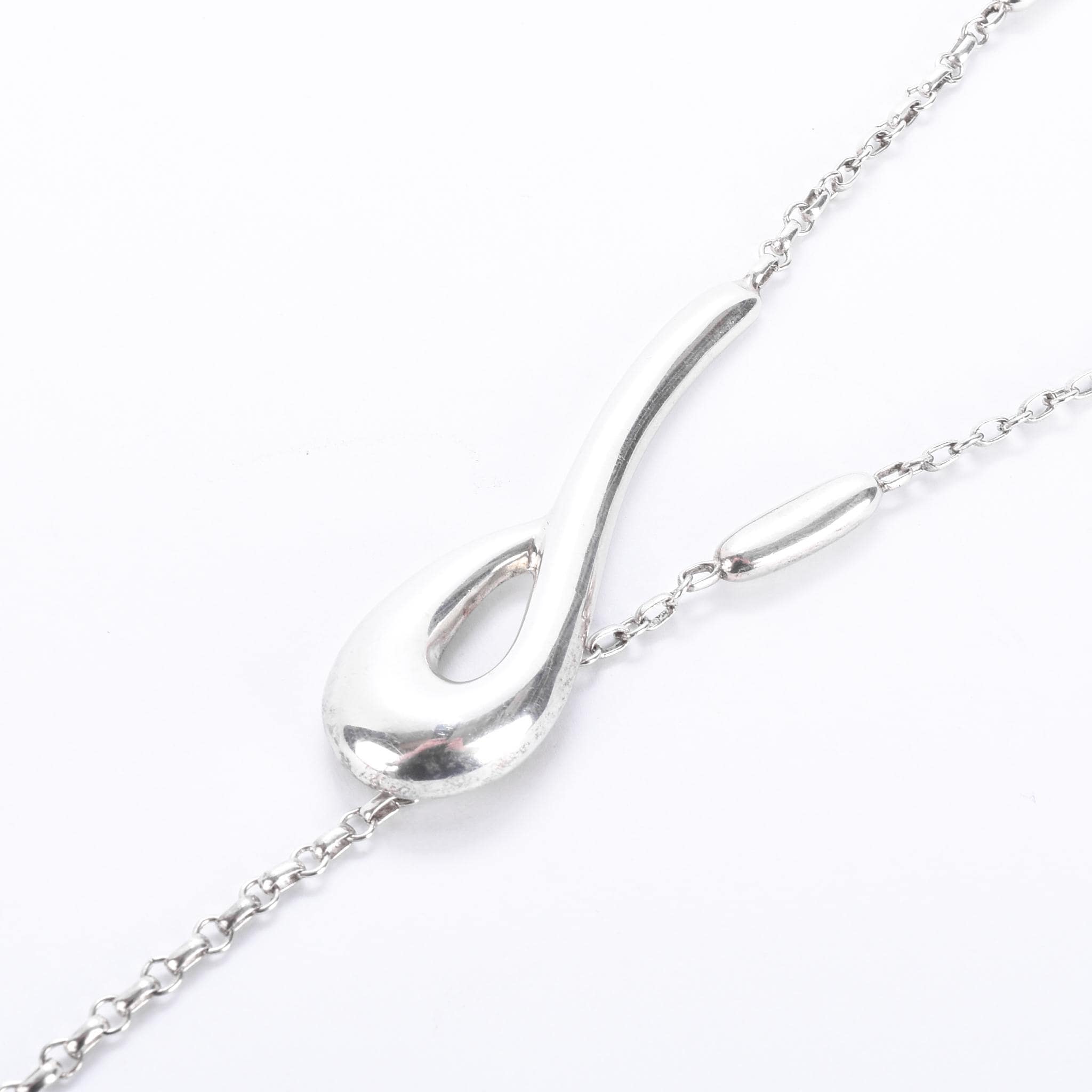 Sterling Silver Hand-Signed Modernist Lariat Necklace