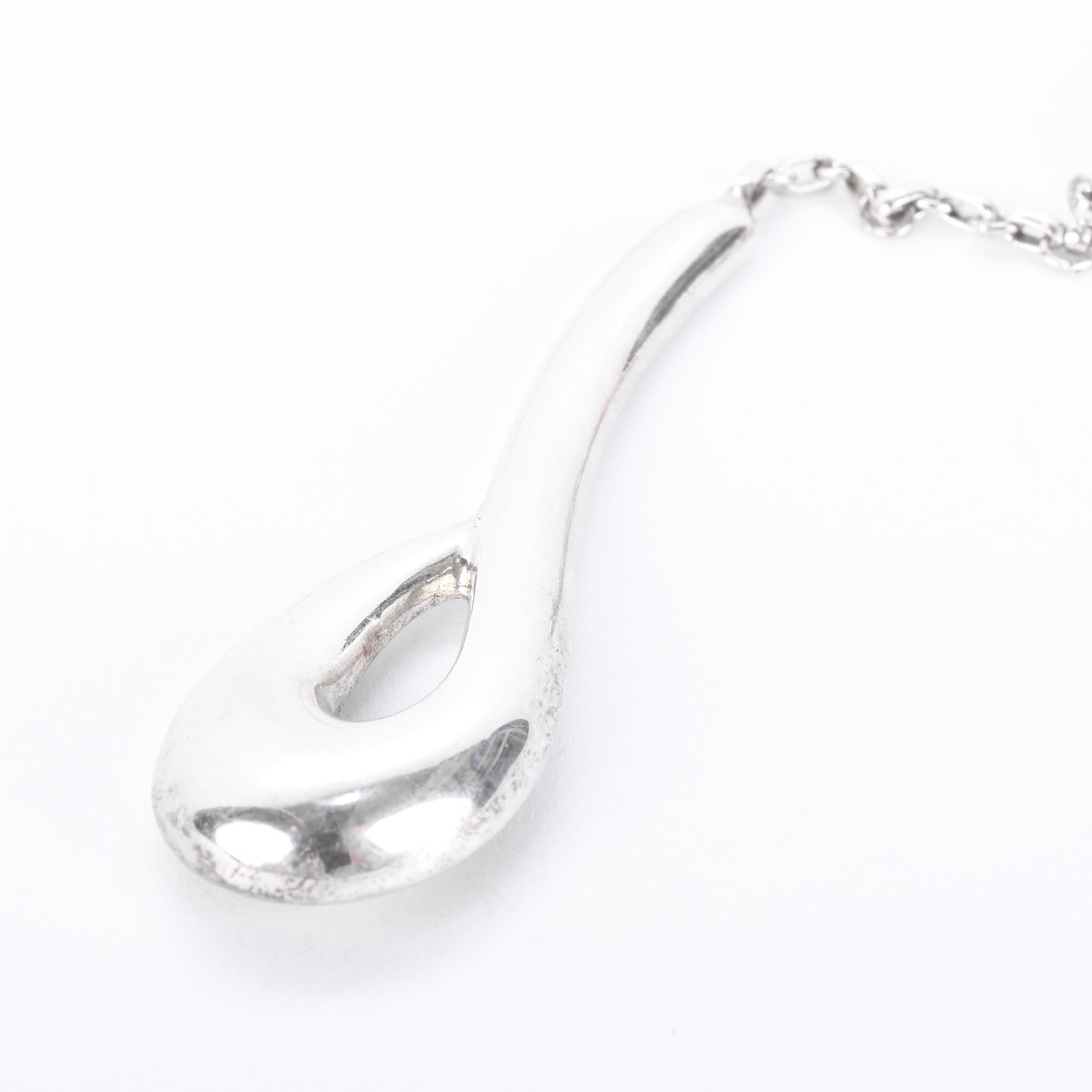 Sterling Silver Hand-Signed Modernist Lariat Necklace