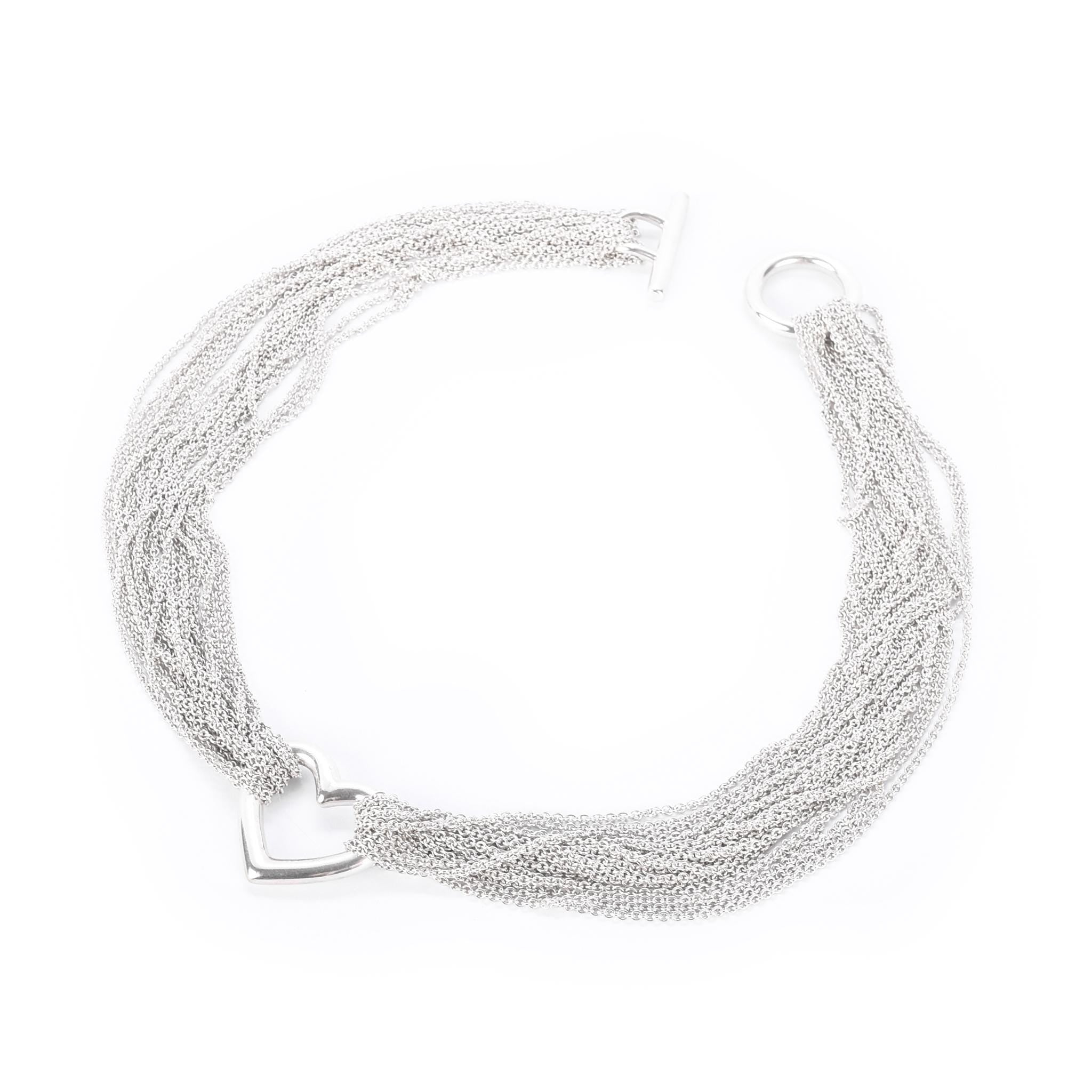 Tiffany & Co. Sterling Silver Multi-Strand Open Heart Necklace