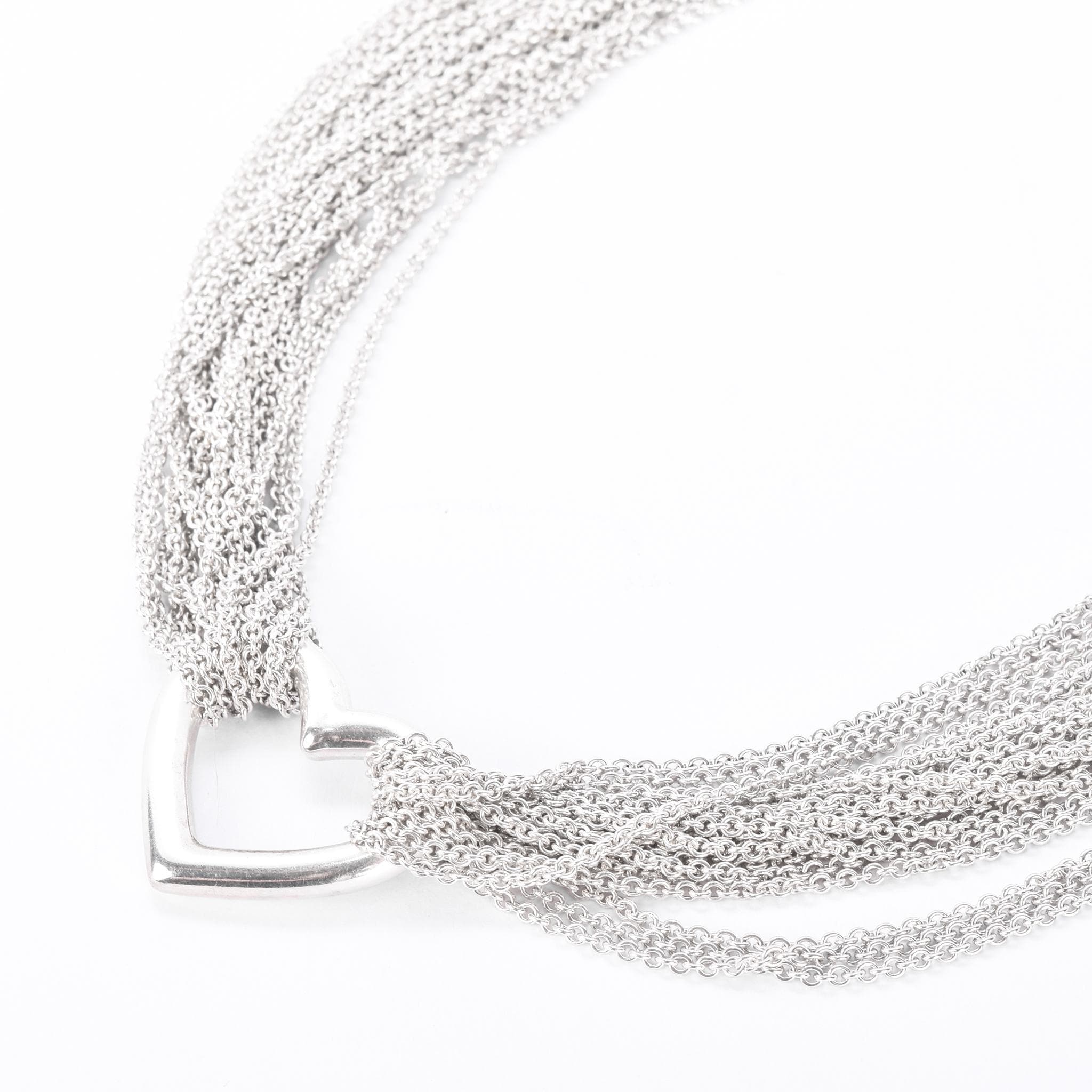 Tiffany & Co. Sterling Silver Multi-Strand Open Heart Necklace
