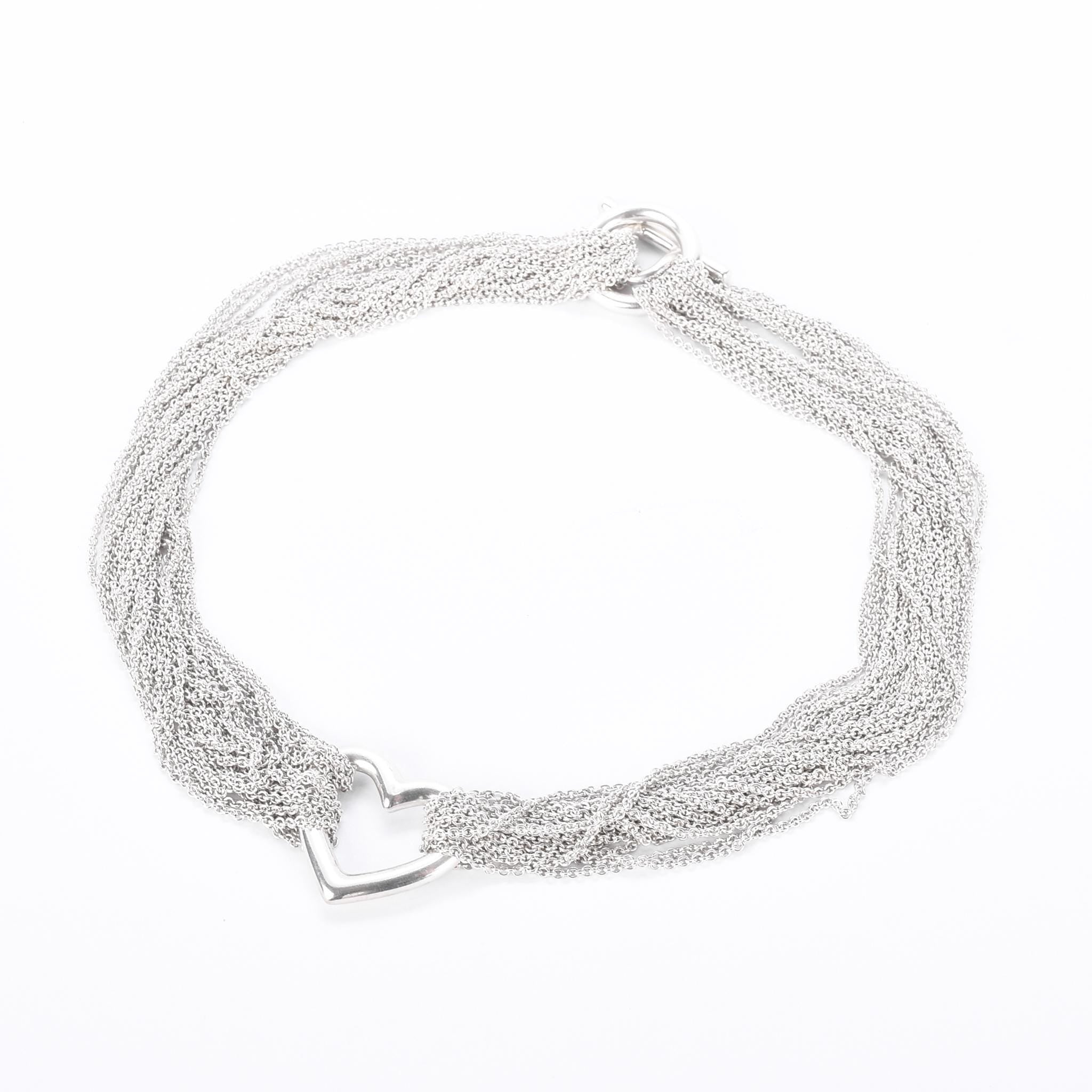 Tiffany & Co. Sterling Silver Multi-Strand Open Heart Necklace