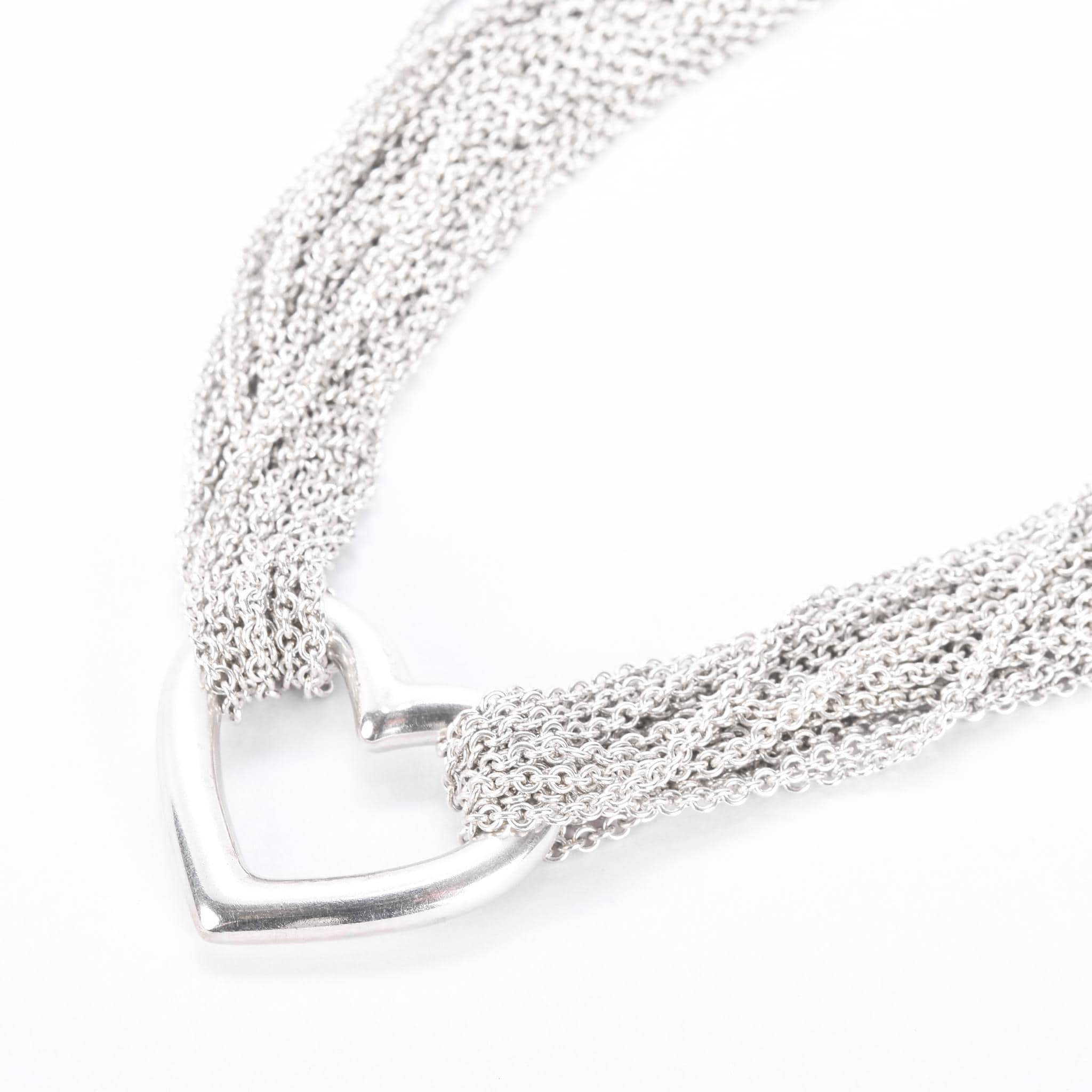 Tiffany & Co. Sterling Silver Multi-Strand Open Heart Necklace