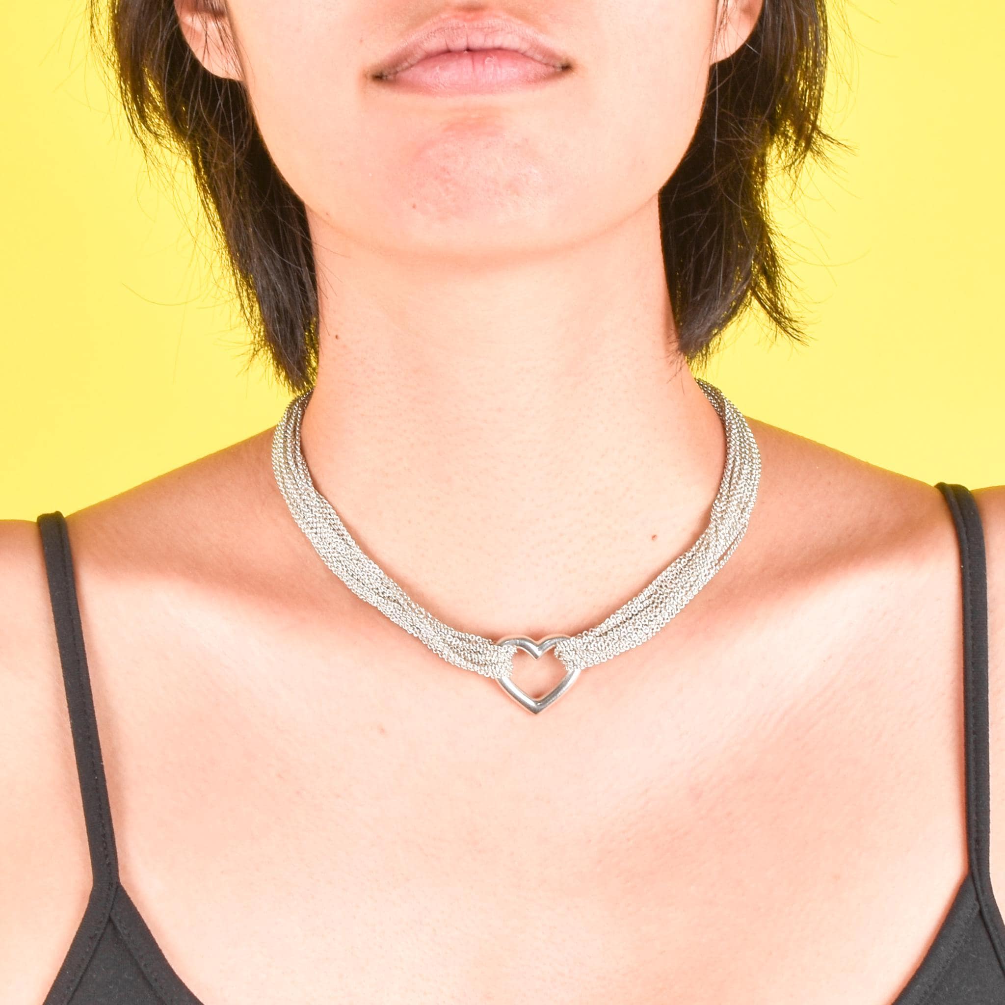 Tiffany & Co. Sterling Silver Multi-Strand Open Heart Necklace