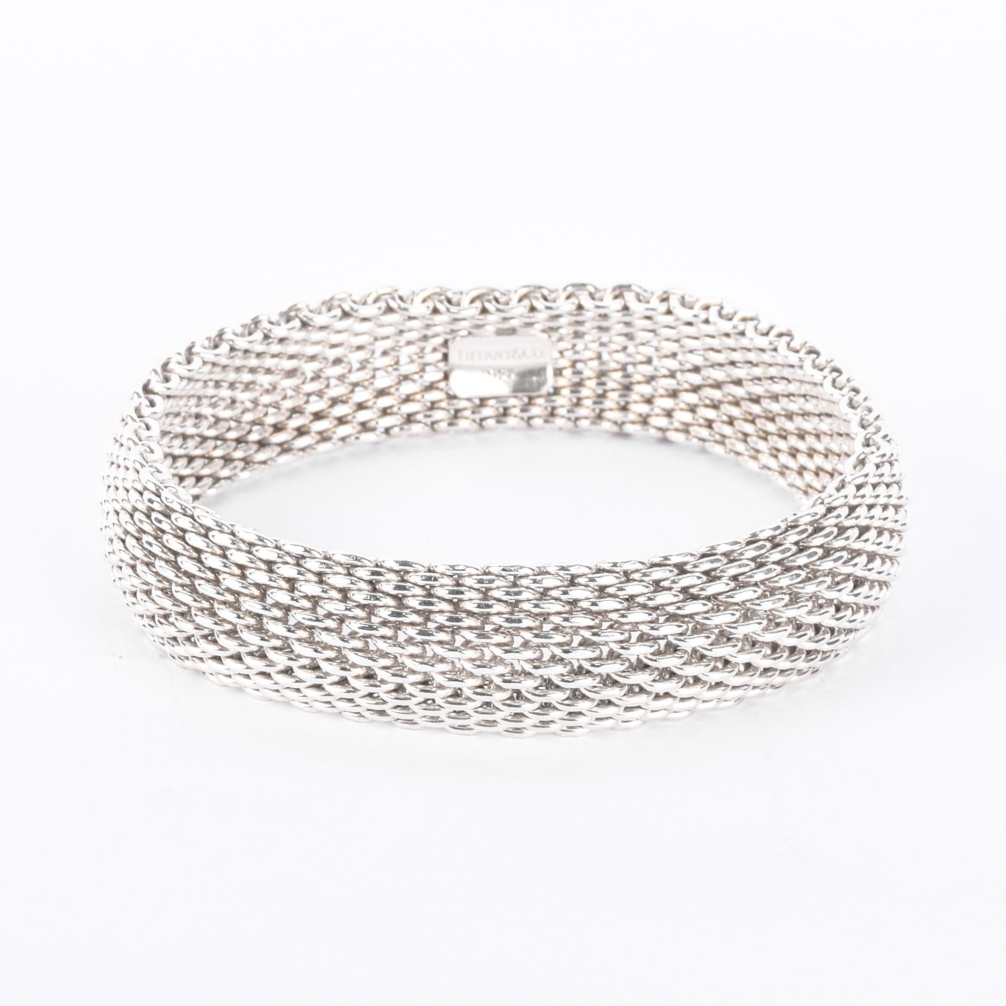 Tiffany & Co. Sterling Silver Somerset Mesh Bangle Bracelet