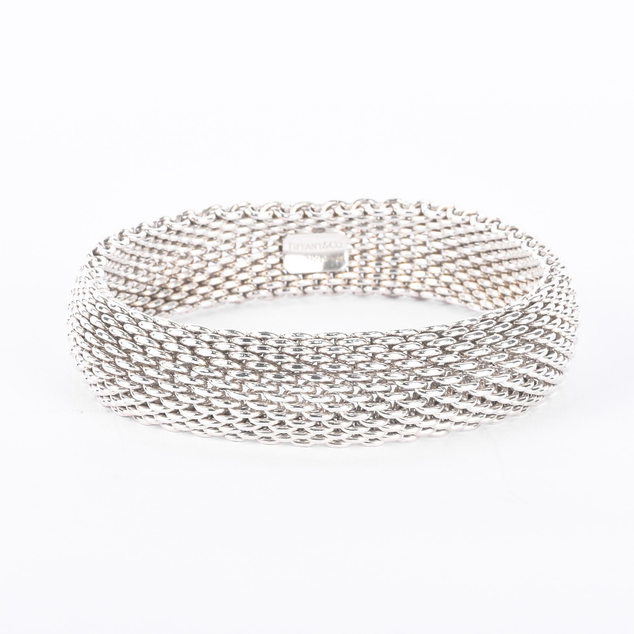 Tiffany & Co. Sterling Silver Somerset Mesh Bangle Bracelet