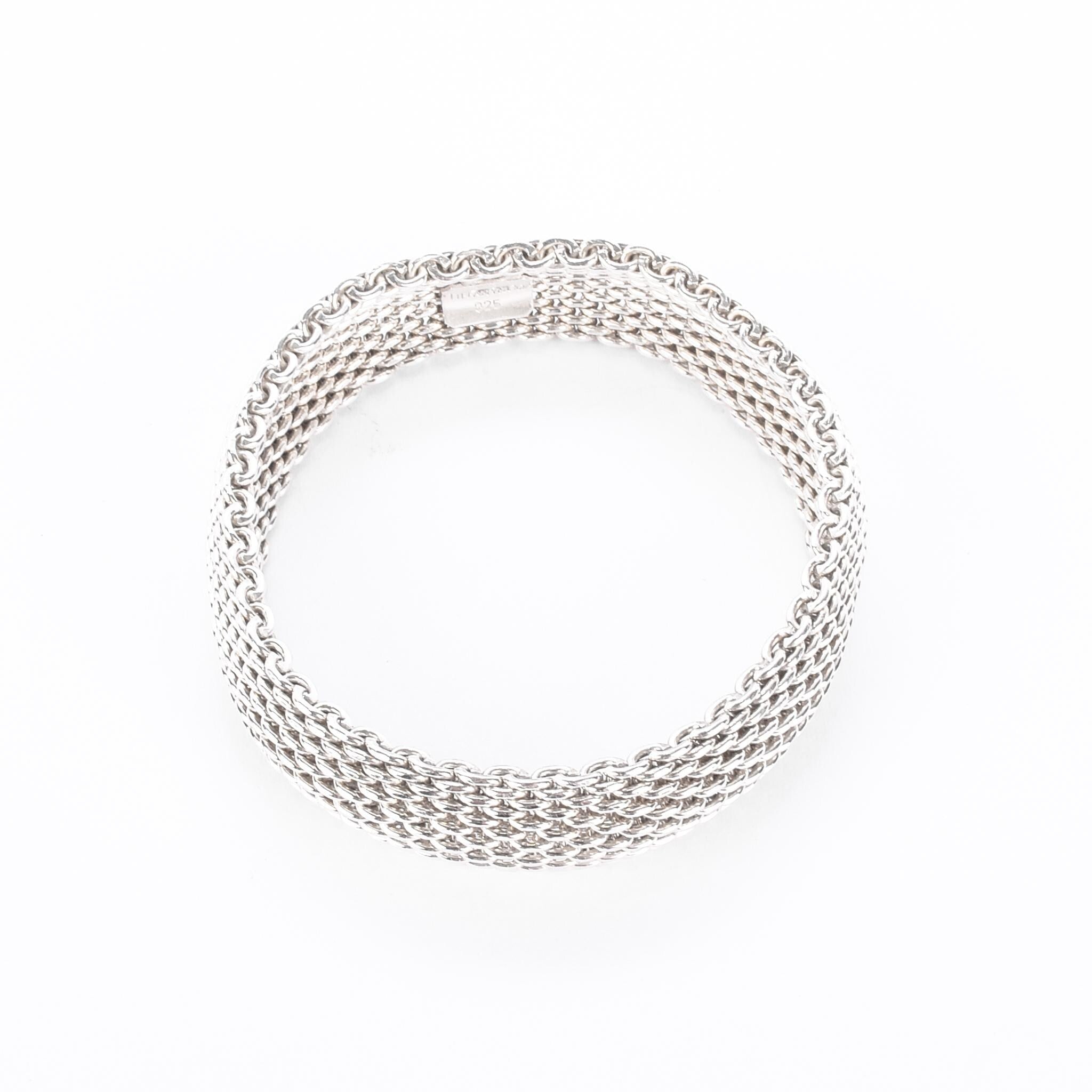 Tiffany & Co. Sterling Silver Somerset Mesh Bangle Bracelet