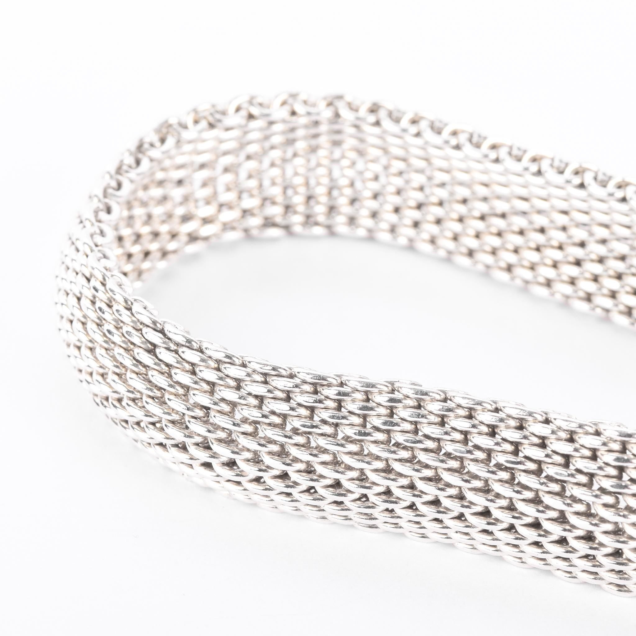 Tiffany & Co. Sterling Silver Somerset Mesh Bangle Bracelet