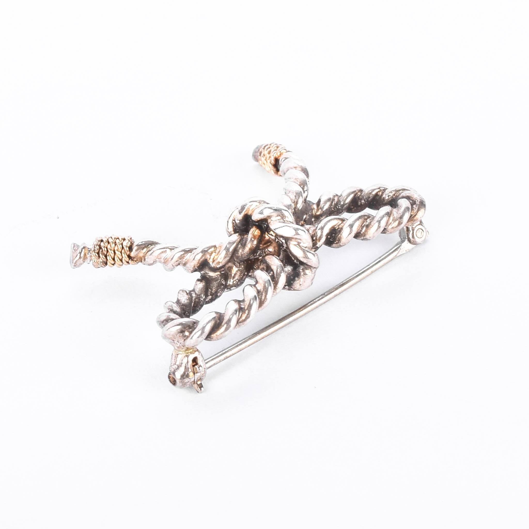 Tiffany & Co. Sterling Silver and 18K Gold Rope Bow Brooch