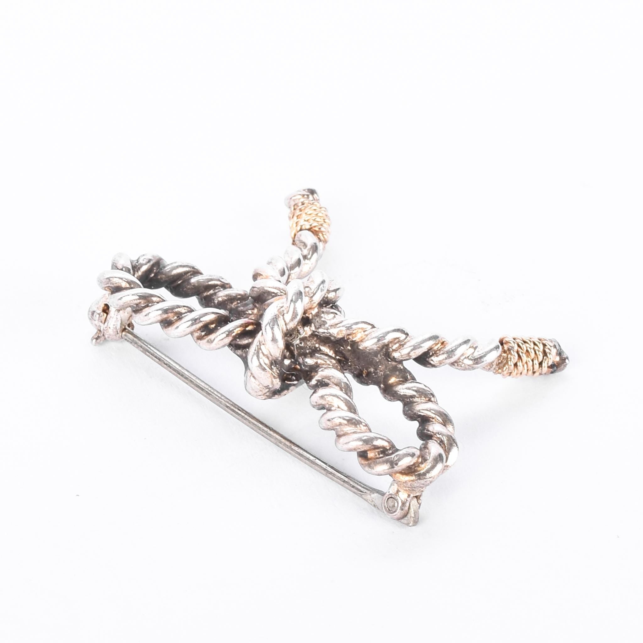 Tiffany & Co. Sterling Silver and 18K Gold Rope Bow Brooch