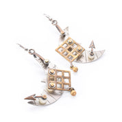 Thomas Mann Techno Romantic Sterling Silver & Brass "Over the Moon" Dangle Earrings