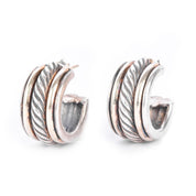 David Yurman Sterling Silver & 14K Gold Two-Tone Cable Hoop Earrings