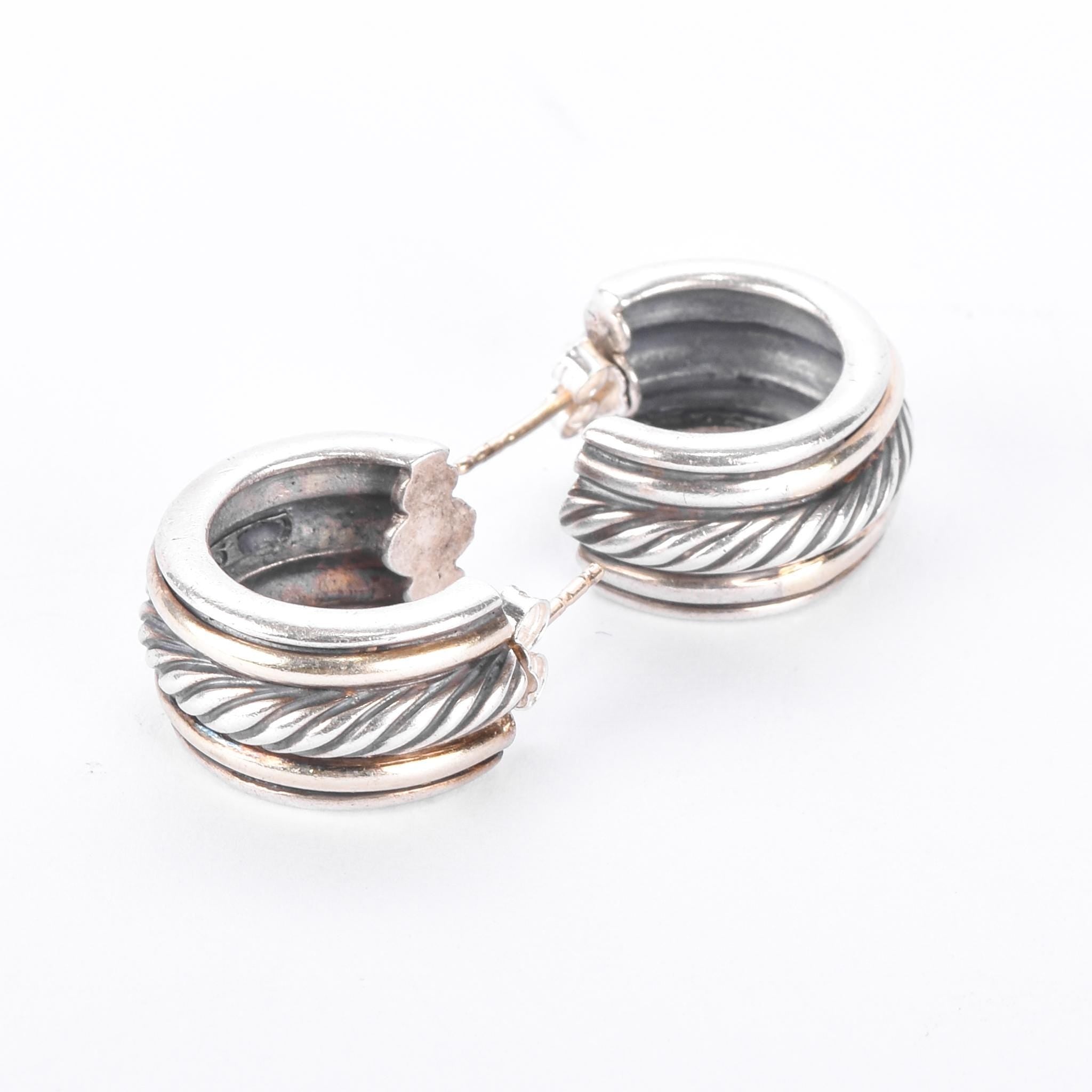 David Yurman Sterling Silver & 14K Gold Two-Tone Cable Hoop Earrings