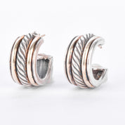 David Yurman Sterling Silver & 14K Gold Two-Tone Cable Hoop Earrings
