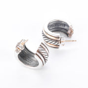 David Yurman Sterling Silver & 14K Gold Two-Tone Cable Hoop Earrings