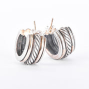 David Yurman Sterling Silver & 14K Gold Two-Tone Cable Hoop Earrings