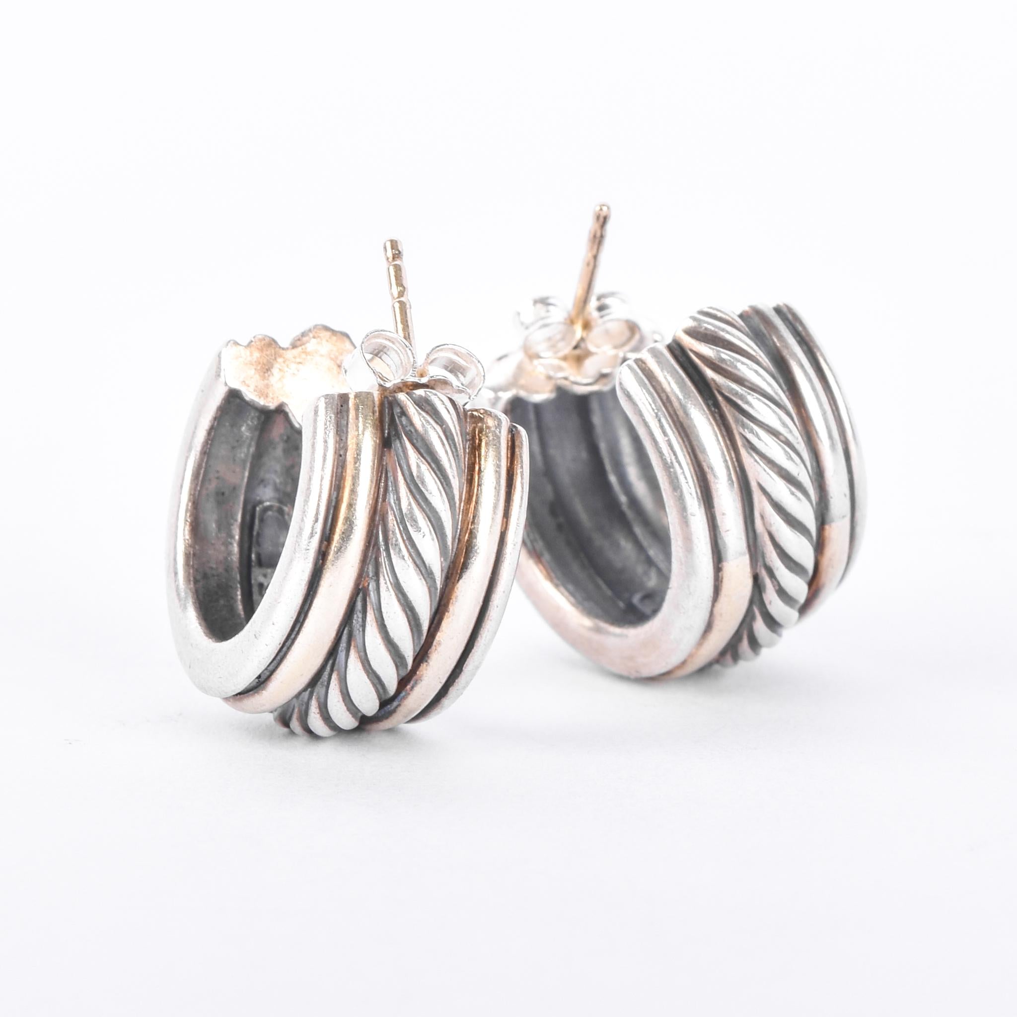 David Yurman Sterling Silver & 14K Gold Two-Tone Cable Hoop Earrings