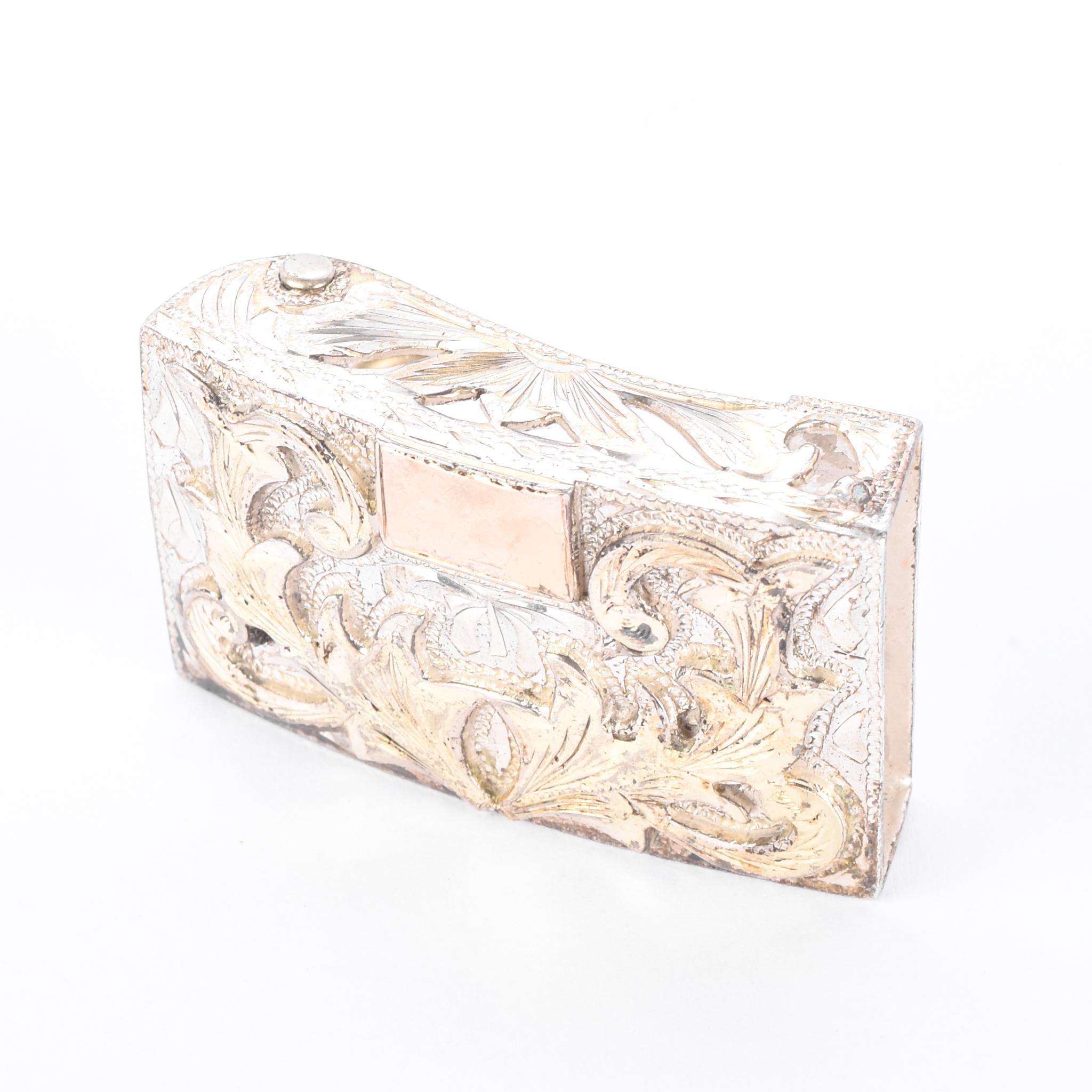 Sterling Silver & 18K Gold Mexican Engraved Two-Tone Belt Buckle