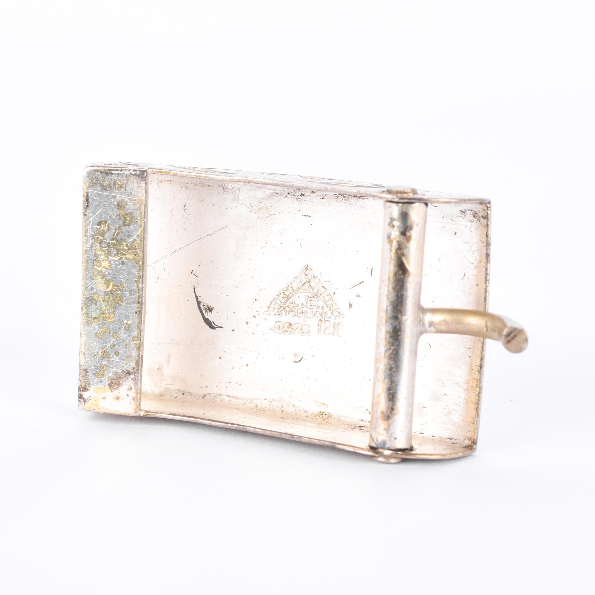 Sterling Silver & 18K Gold Mexican Engraved Two-Tone Belt Buckle