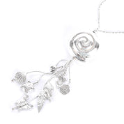 Sterling Silver Swirl Pendant Seashell Necklace with Charms