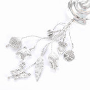 Sterling Silver Swirl Pendant Seashell Necklace with Charms