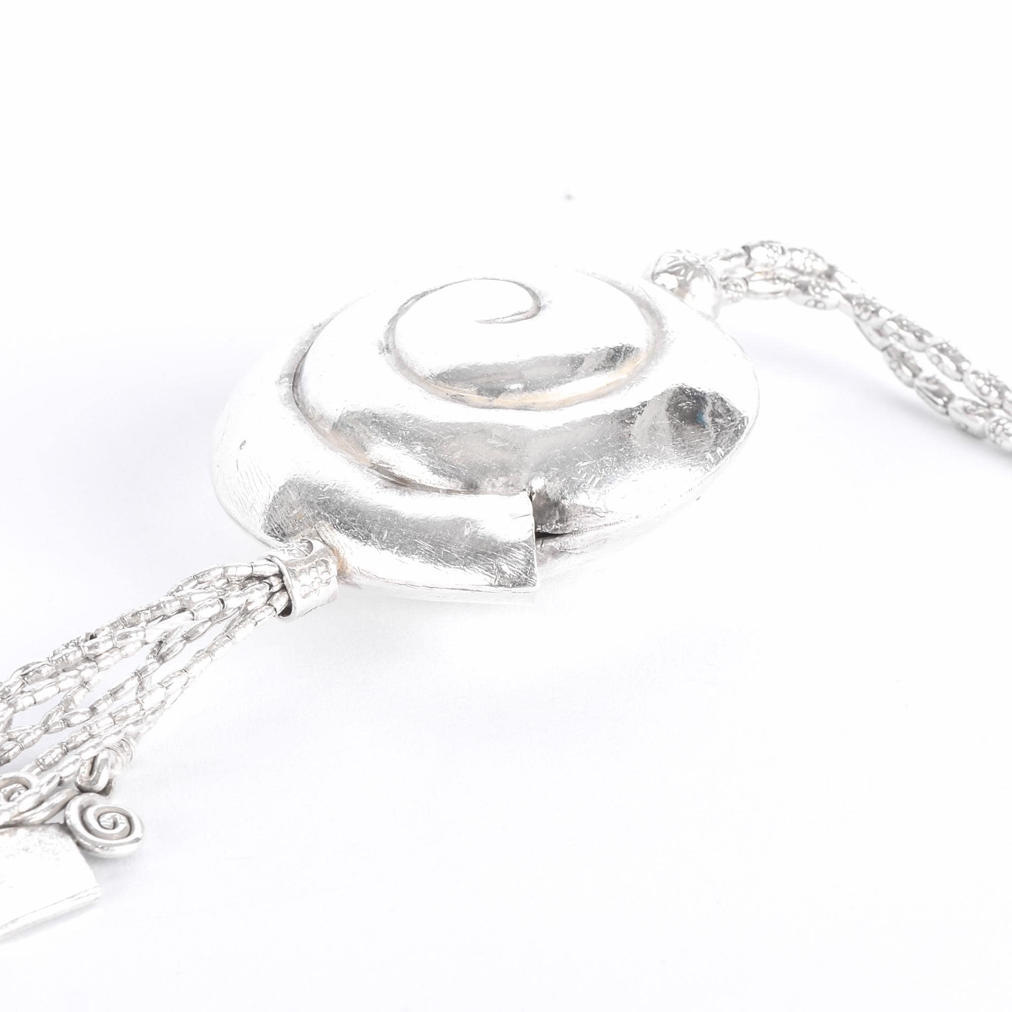 Sterling Silver Swirl Pendant Seashell Necklace with Charms