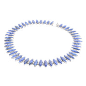 Sterling Silver & Lapis Lazuli Marquise Cabochon Collar Necklace