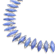 Sterling Silver & Lapis Lazuli Marquise Cabochon Collar Necklace