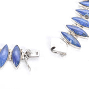 Sterling Silver & Lapis Lazuli Marquise Cabochon Collar Necklace
