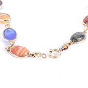 12K Gold Filled Multi-Gemstone Scarab Necklace