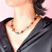 12K Gold Filled Multi-Gemstone Scarab Necklace