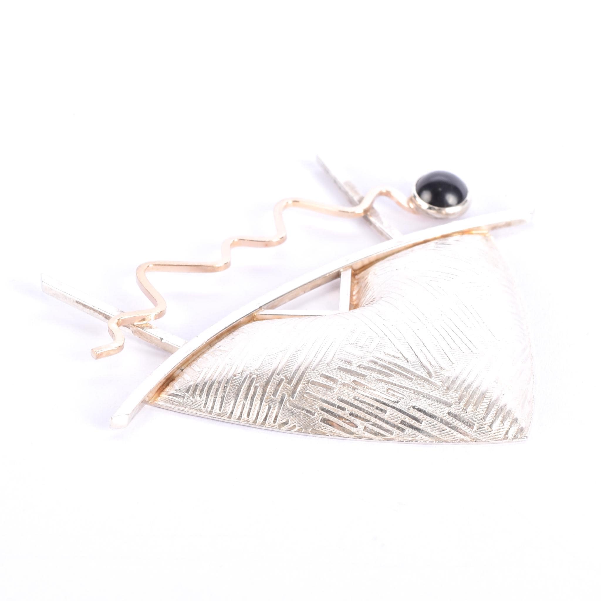 1980s Kimberly Keyworth Signed Sterling Silver & 14K Gold Geometric Brooch