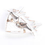 1980s Kimberly Keyworth Signed Sterling Silver & 14K Gold Geometric Brooch