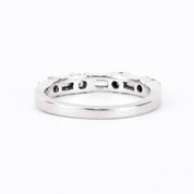 18K White Gold Natural Round and Baguette Diamond Wedding Band