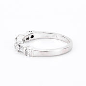 18K White Gold Natural Round and Baguette Diamond Wedding Band