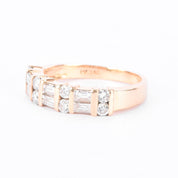 14K Gold 1.0 TCW Round & Baguette Natural Diamond Wedding Band