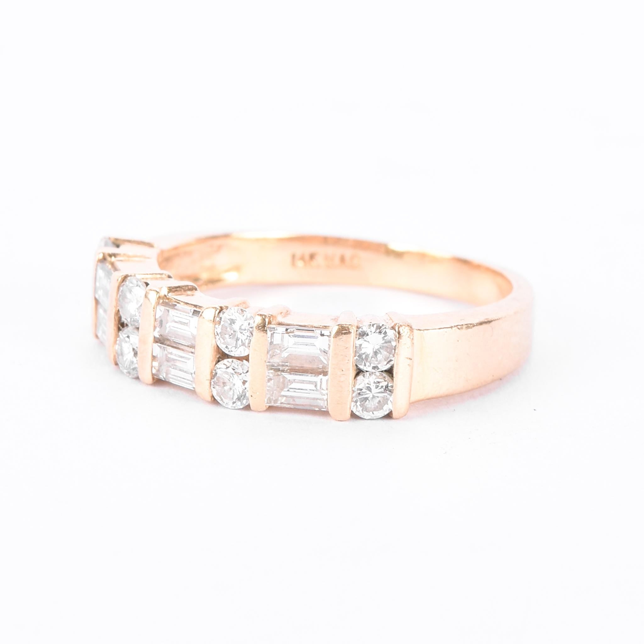 14K Gold 1.0 TCW Round & Baguette Natural Diamond Wedding Band