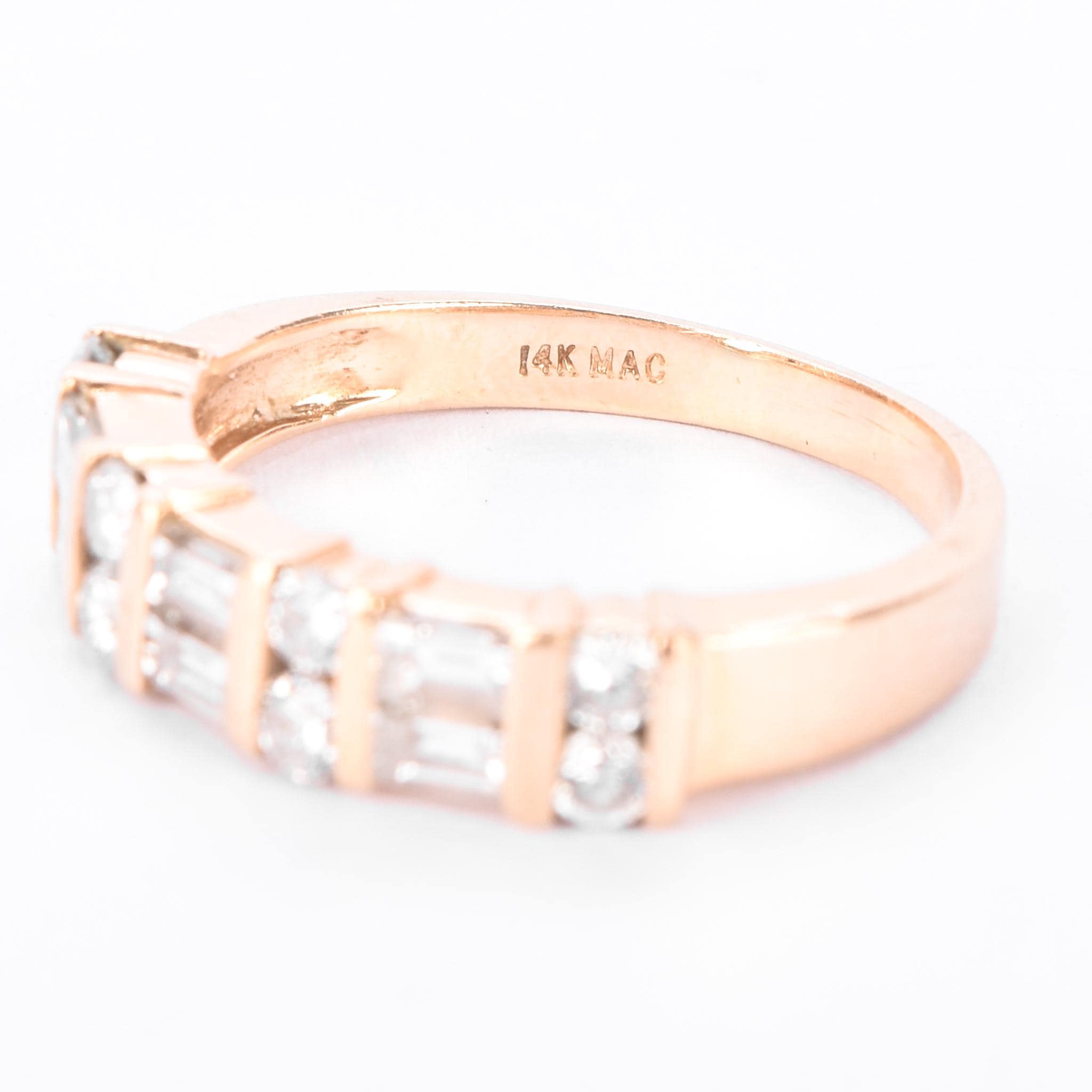 14K Gold 1.0 TCW Round & Baguette Natural Diamond Wedding Band