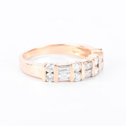 14K Gold 1.0 TCW Round & Baguette Natural Diamond Wedding Band