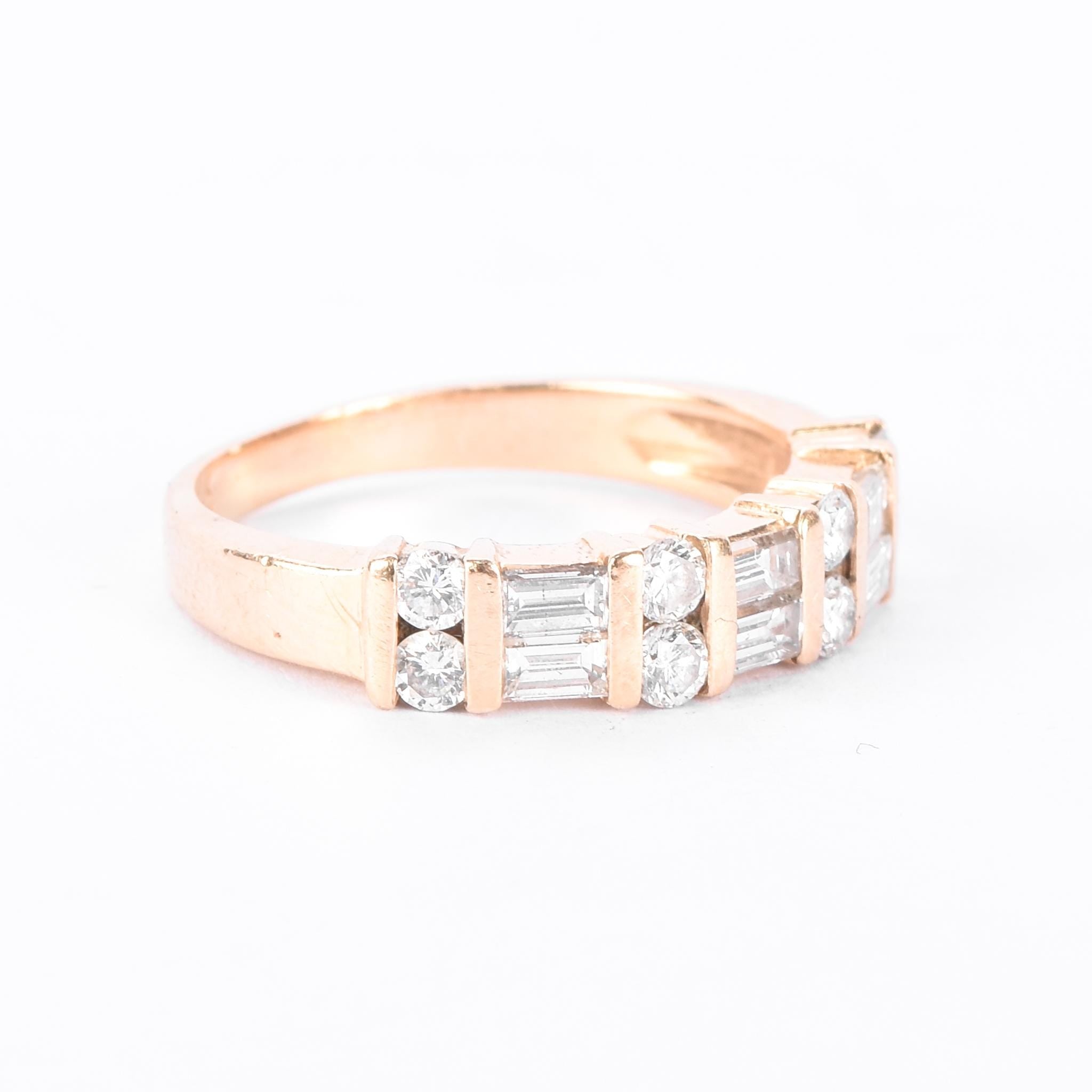 14K Gold 1.0 TCW Round & Baguette Natural Diamond Wedding Band