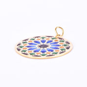 18K Gold French Art Deco Large Plique-à-Jour Pendant